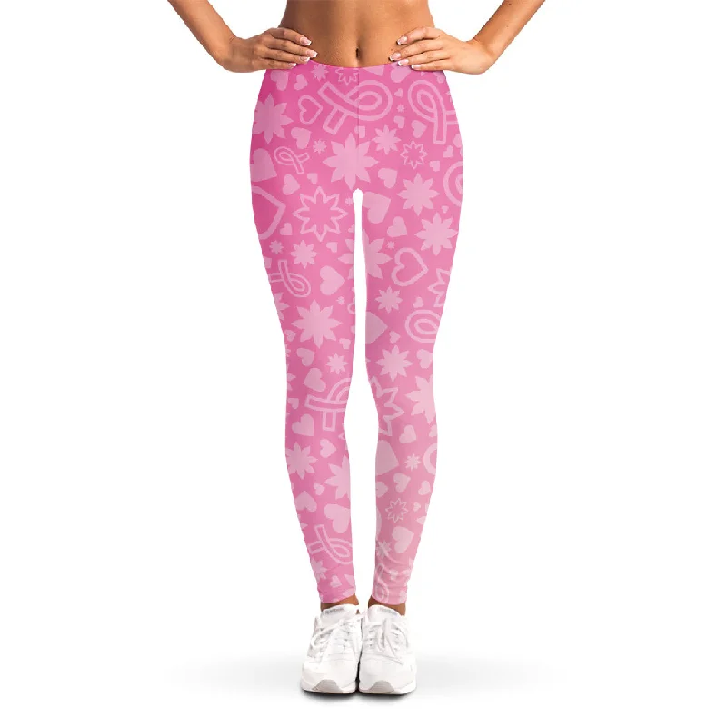 Discount Mania Cute Pink Breast Cancer Pattern Print Women's Leggings