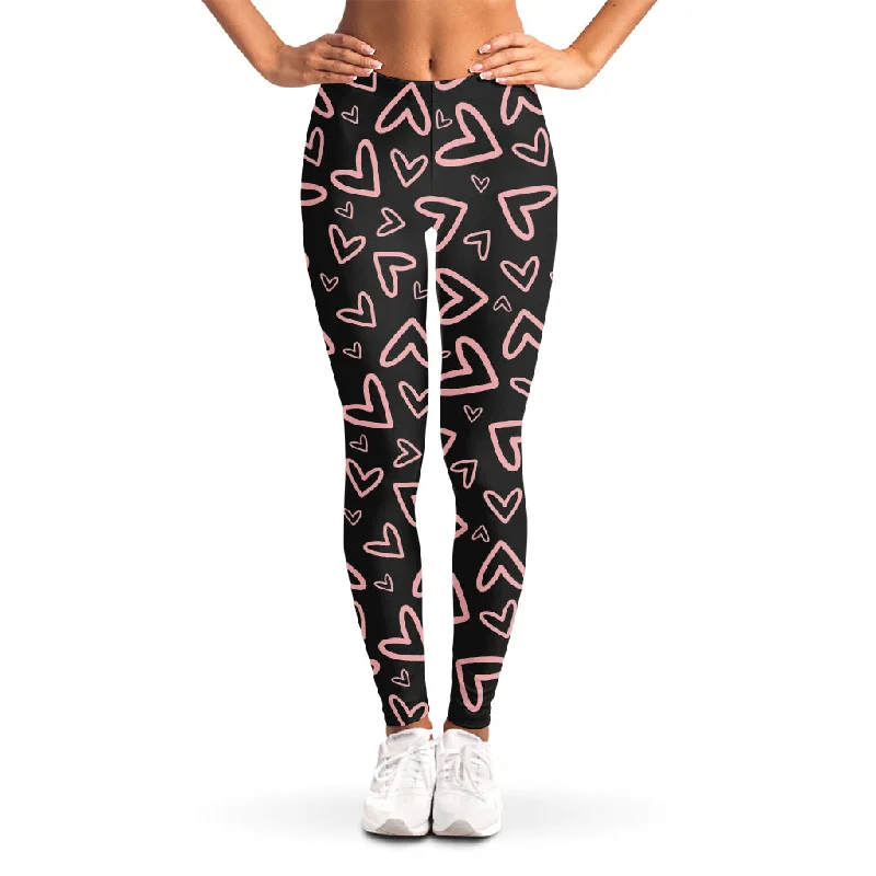 Unbeatable Prices Cute Pink Heart Pattern Print Women's Leggings