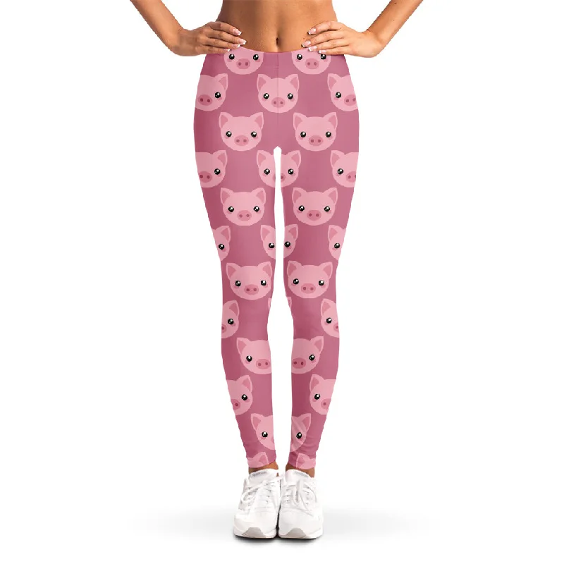 Big Savings Cute Pink Pig Pattern Print Women's Leggings