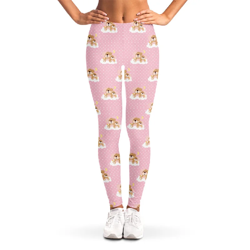Price Rollback Cute Polka Dot Baby Bear Pattern Print Women's Leggings