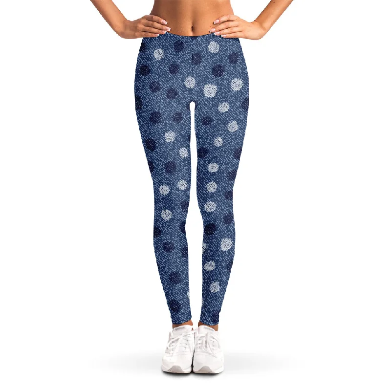 Weekend Deal Cute Polka Dot Denim Jeans Pattern Print Women's Leggings