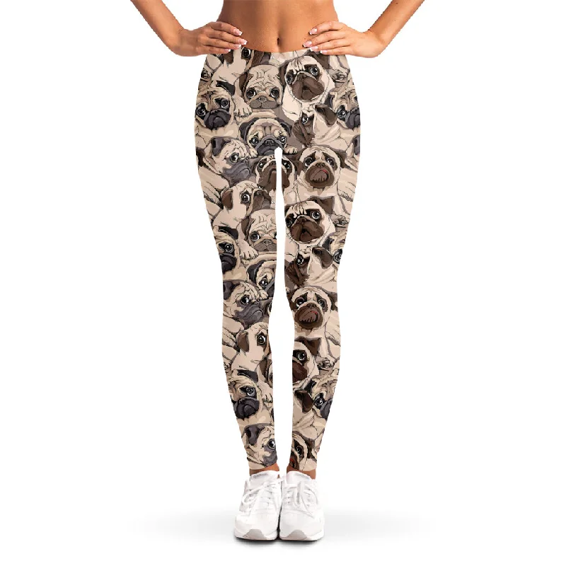 Shop and Save Cute Pug Pattern Print Women's Leggings