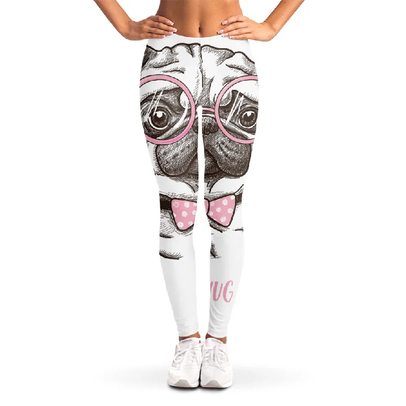 Sale Event Cute Pug With Glasses Print Women's Leggings