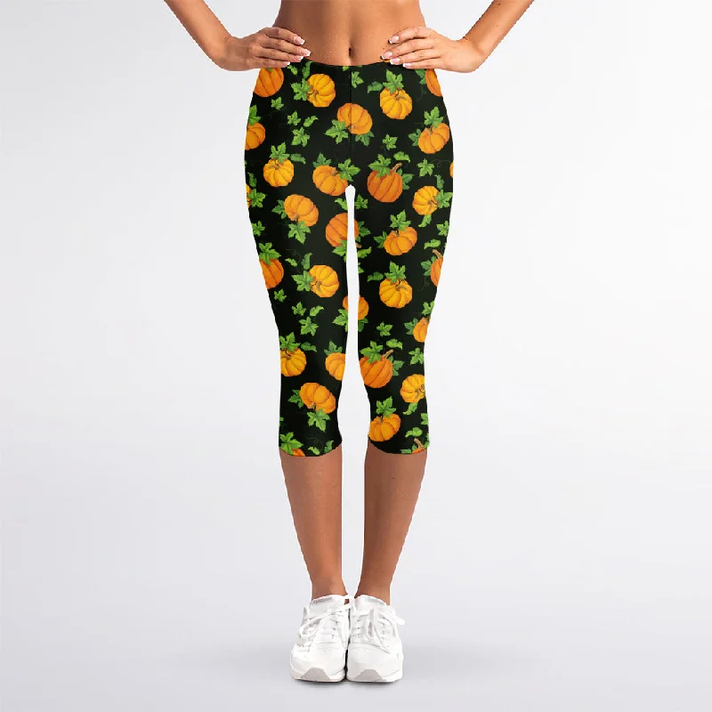Price Drop Alert Cute Pumpkin Pattern Print Women's Capri Leggings