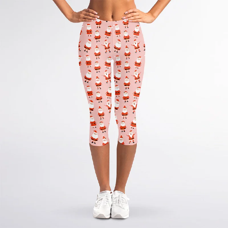 Closeout Sale Cute Santa Claus Pattern Print Women's Capri Leggings