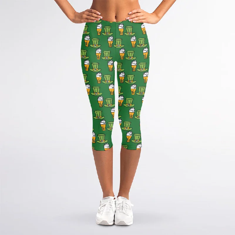 Seasonal Clearance Cute Shamrock Saint Patrick's Day Print Women's Capri Leggings
