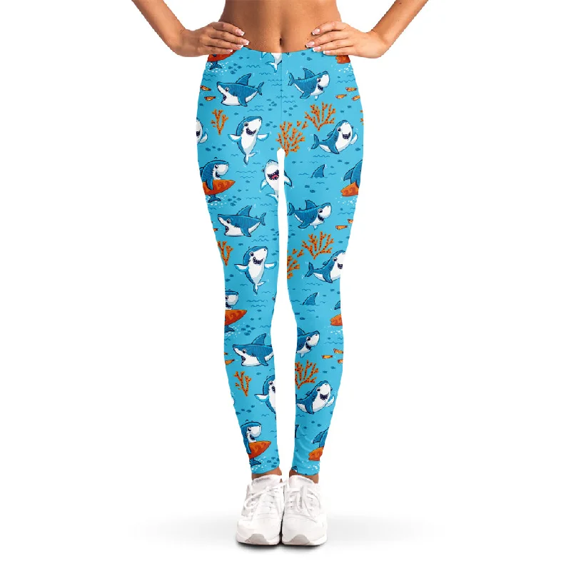 Deal Dash Cute Shark Pattern Print Women's Leggings