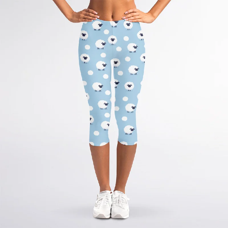 Year-End Sale Cute Sheep Pattern Print Women's Capri Leggings