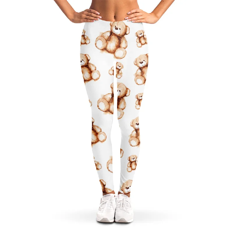 Closeout Sale Cute Teddy Bear Pattern Print Women's Leggings