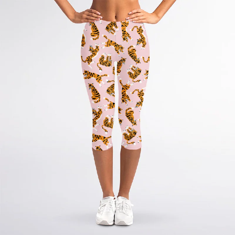 Weekend Deal Cute Tiger Pattern Print Women's Capri Leggings
