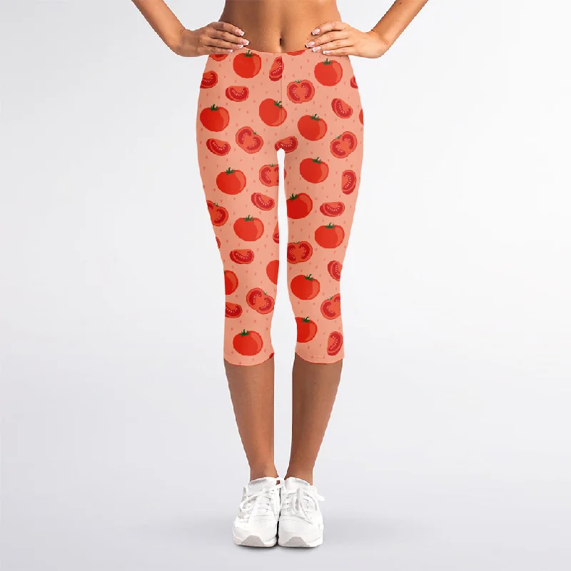 Exclusive Online Offer Cute Tomato Pattern Print Women's Capri Leggings