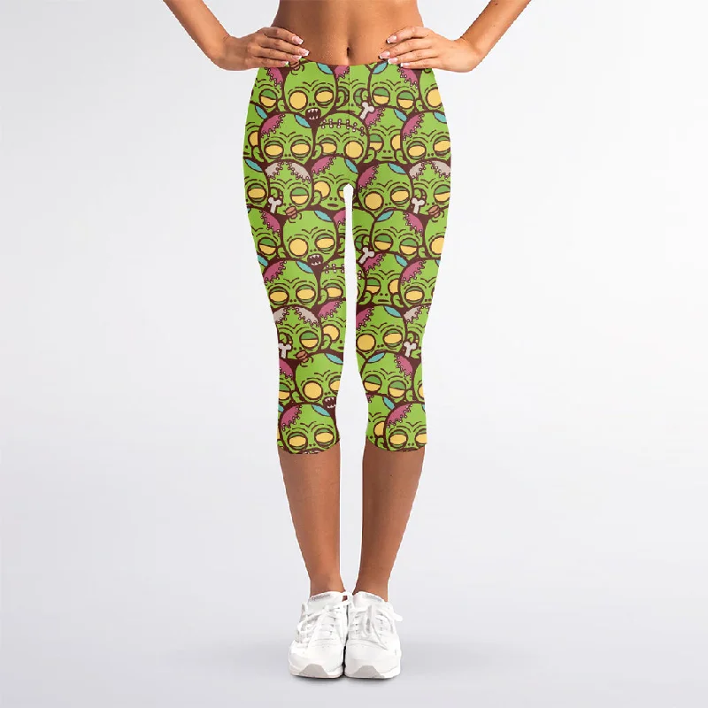 Special Discount Cute Zombie Pattern Print Women's Capri Leggings
