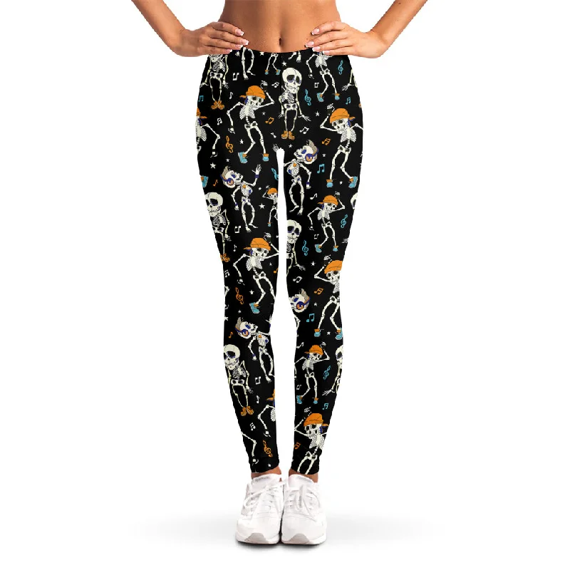 Value Deals Dancing Skeleton Party Pattern Print Women's Leggings