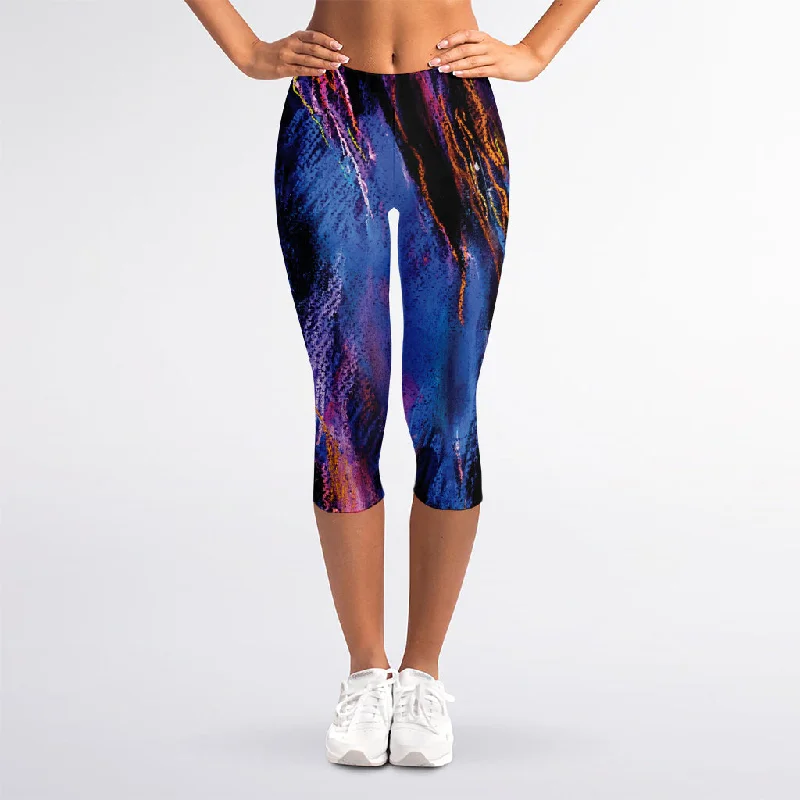 Amazing Deals Dark Blue Horse Portrait Print Women's Capri Leggings