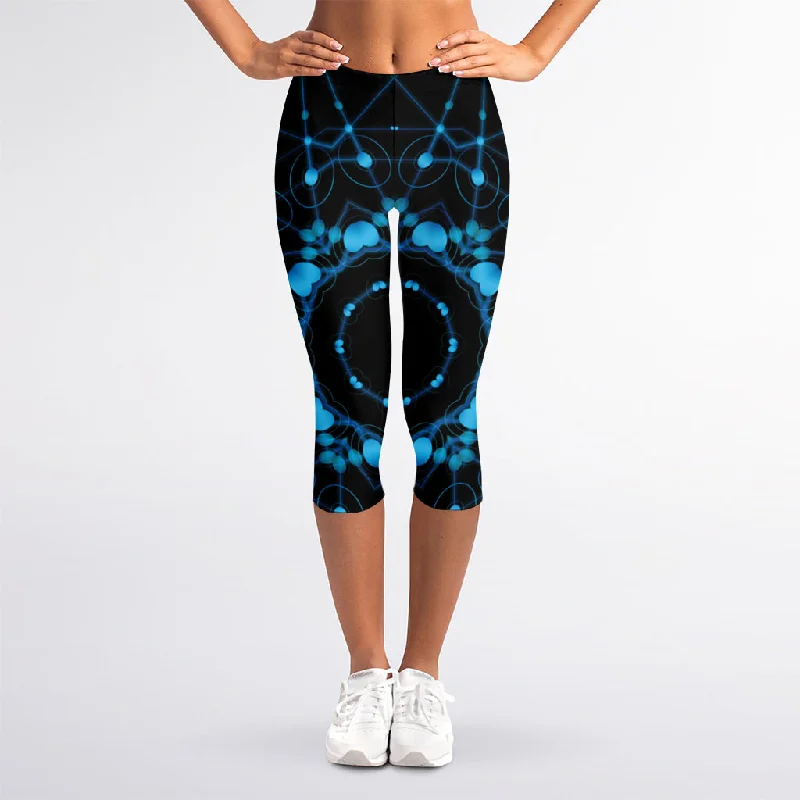 Today's Special Dark Blue Kaleidoscope Print Women's Capri Leggings