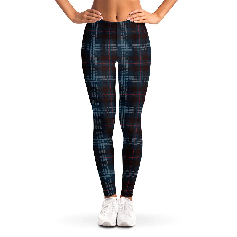Savings Galore Dark Blue Tartan Pattern Print Women's Leggings
