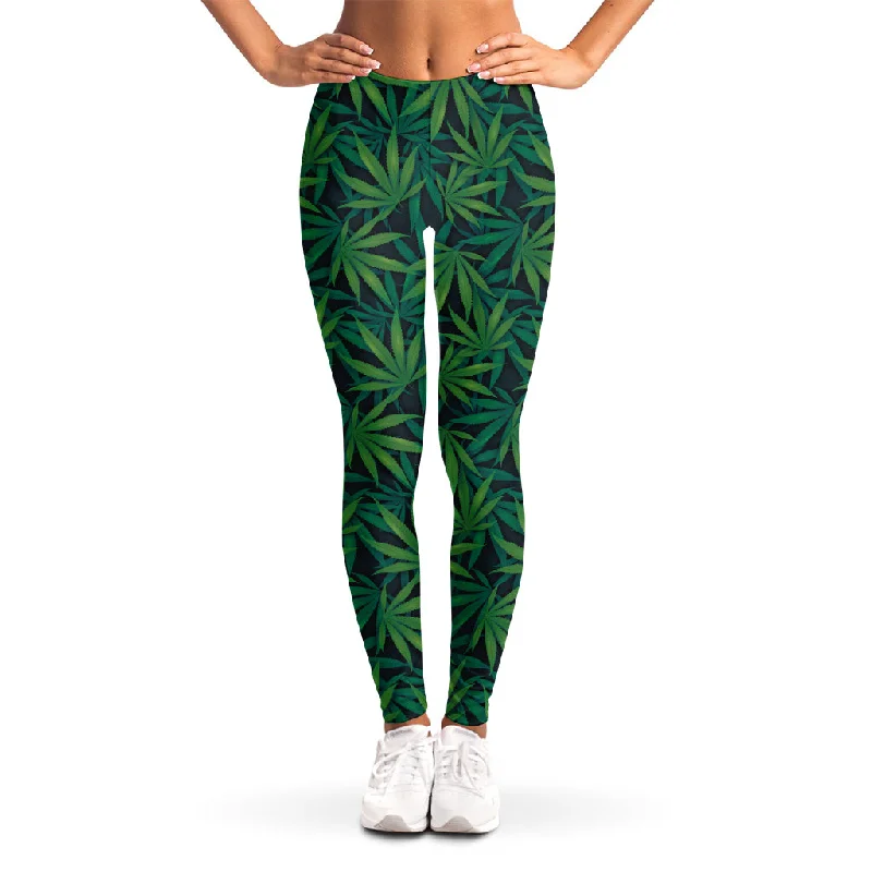 Epic Deals Dark Green Hemp Pattern Print Women's Leggings