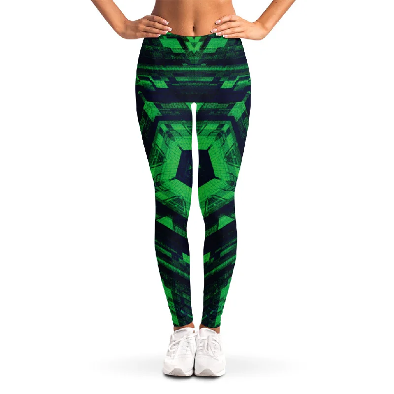 Fantastic Offers Dark Green Kaleidoscope Print Women's Leggings