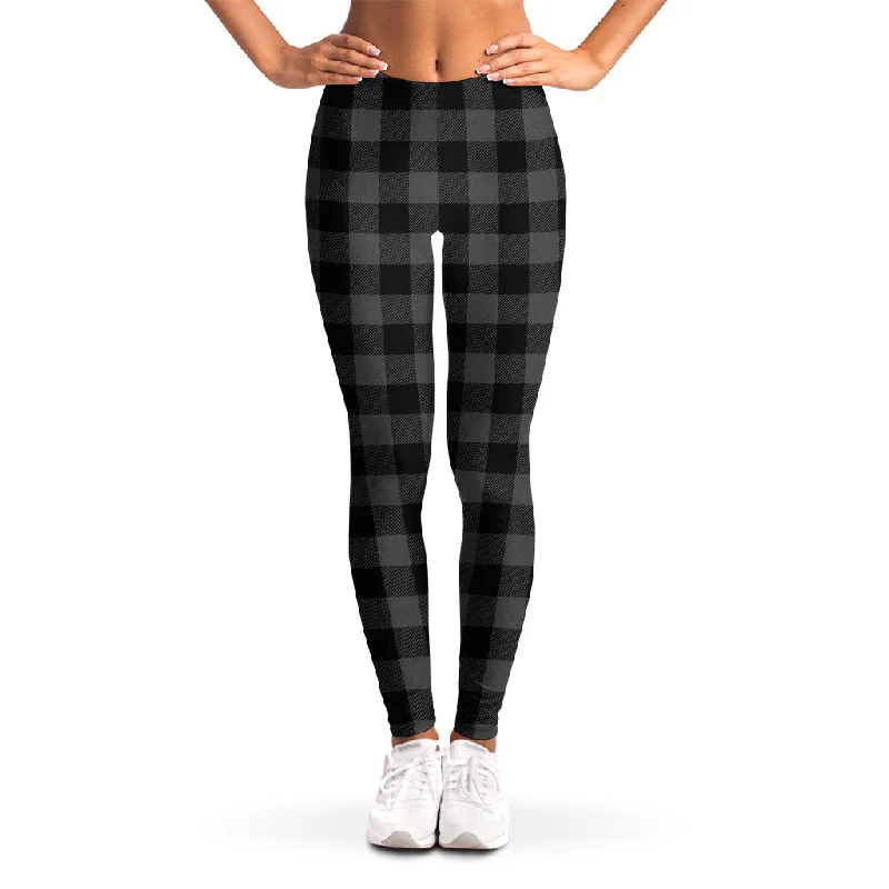 Daily Deals Dark Grey And Black Buffalo Check Print Women's Leggings