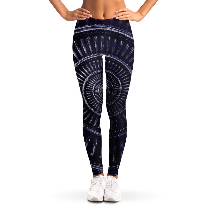 Incredible Offers Dark Navy Metal Spiral Print Women's Leggings