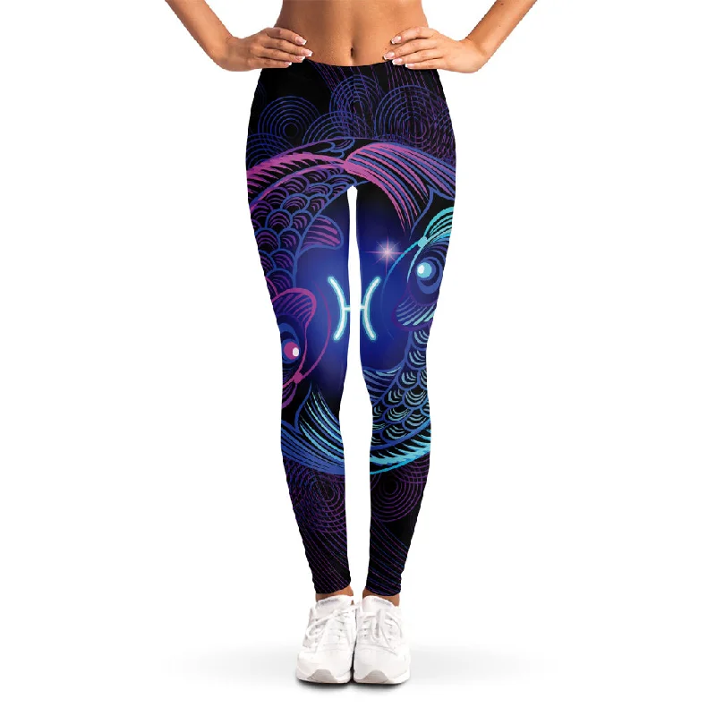 Discount Mania Dark Pisces Zodiac Sign Print Women's Leggings