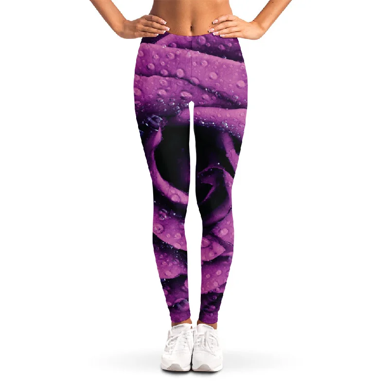 Flash Deals Dark Purple Rose Print Women's Leggings