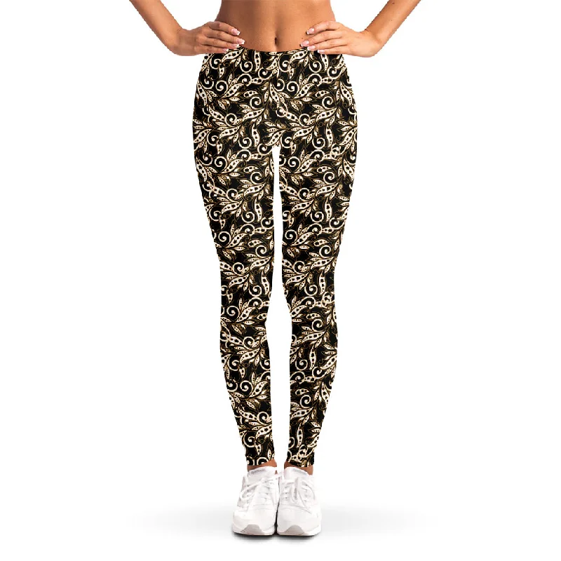 Savings Galore Dark Western Floral Pattern Print Women's Leggings