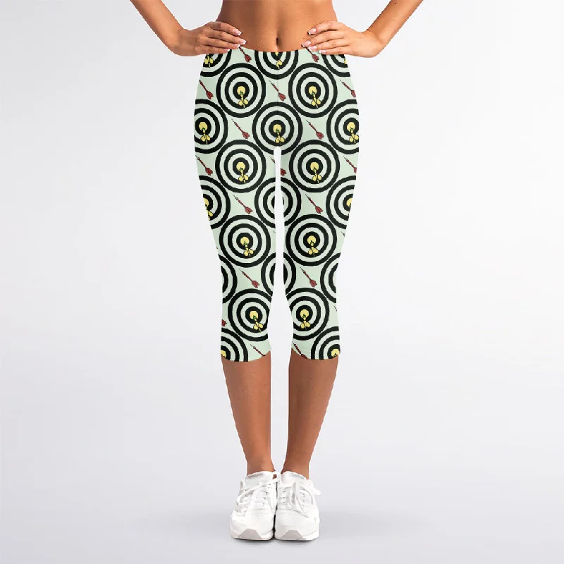 Savings Bonanza Dartboard Cartoon Pattern Print Women's Capri Leggings