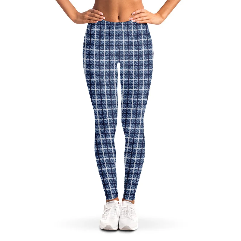 Sneak Peek Sale Denim Tattersall Pattern Print Women's Leggings