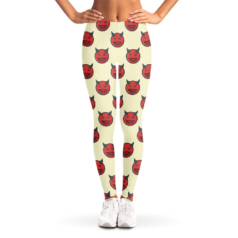 Referral Discount Devil Emoji Pattern Print Women's Leggings