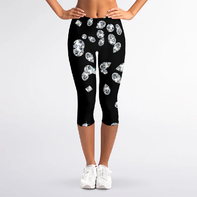 The Best Prices Diamond Gems Print Women's Capri Leggings