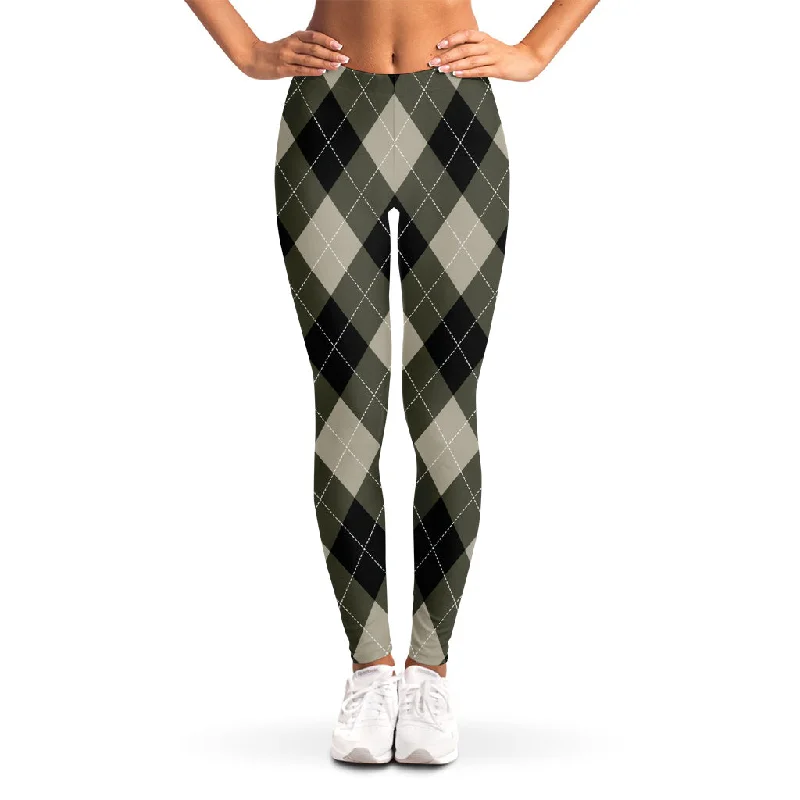 Limited Edition Diamond Shapes Argyle Pattern Print Women's Leggings