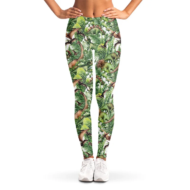 Limited Stock Dinosaur And Prehistoric Plants Print Women's Leggings