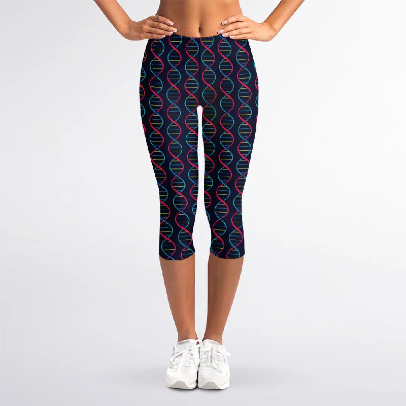 Huge Discounts DNA Helix Pattern Print Women's Capri Leggings