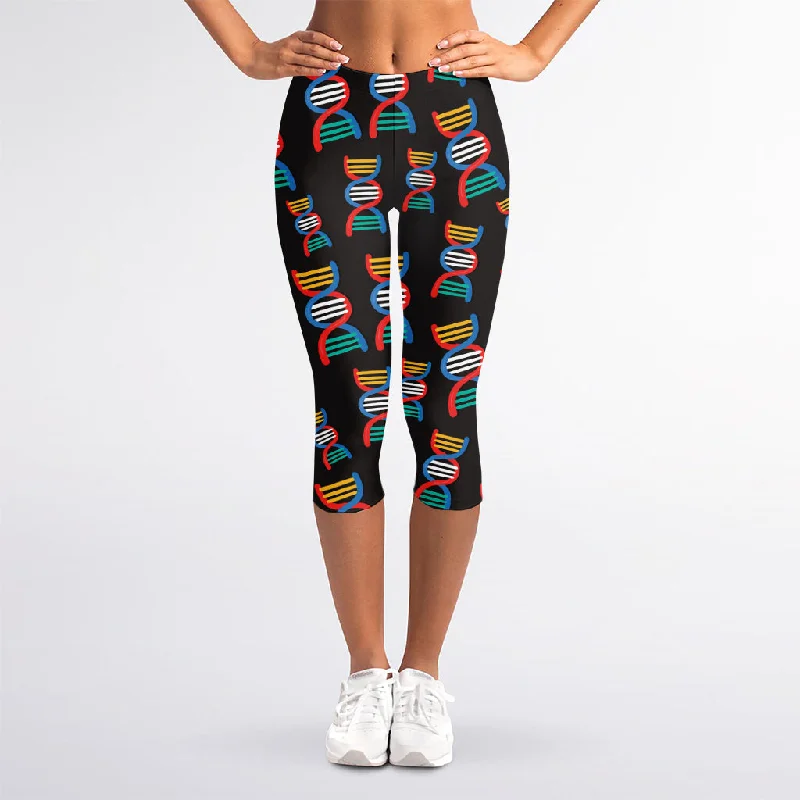 Extra Savings DNA Strands Pattern Print Women's Capri Leggings