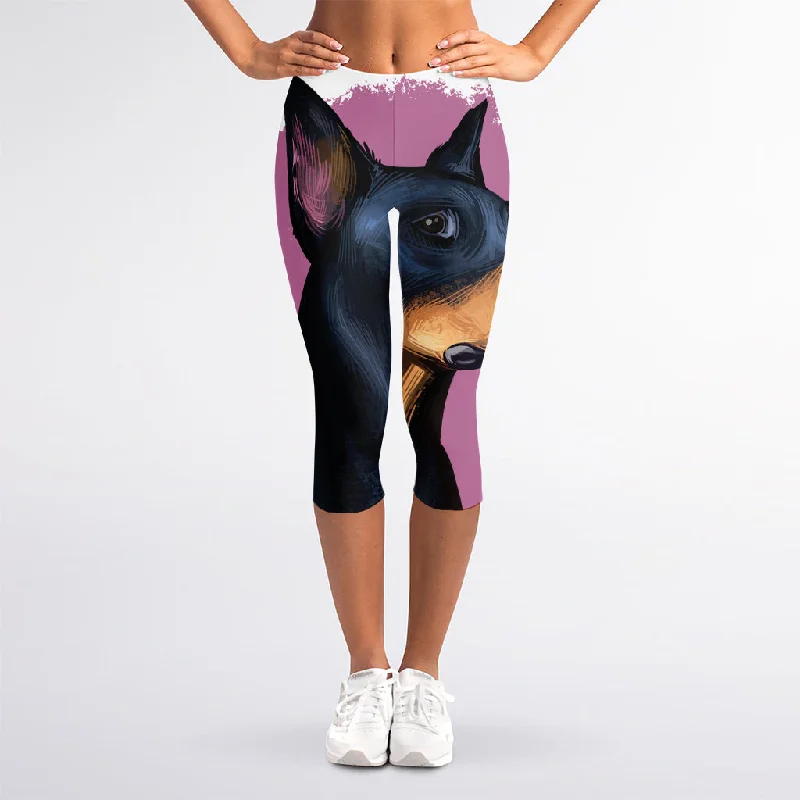 Deep Discounts Dobermann Portrait Print Women's Capri Leggings