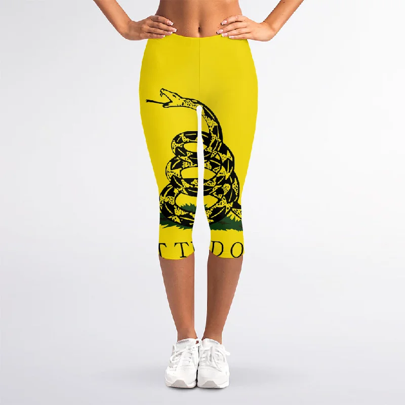 Deal of the Week Don't Tread On Me Gadsden Flag Print Women's Capri Leggings