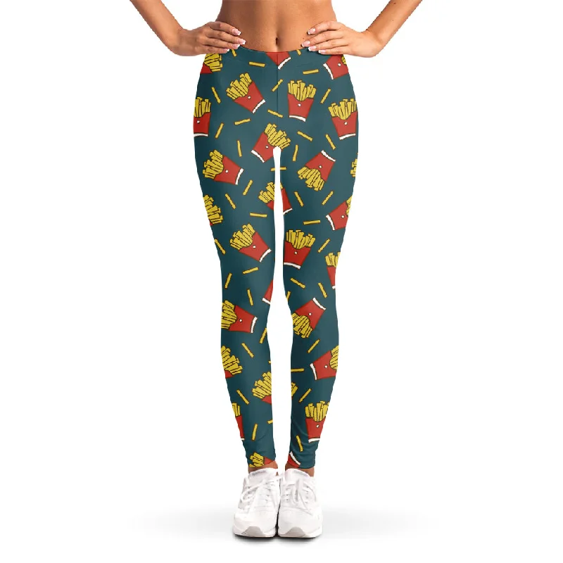 Markdowns Doodle French Fries Pattern Print Women's Leggings