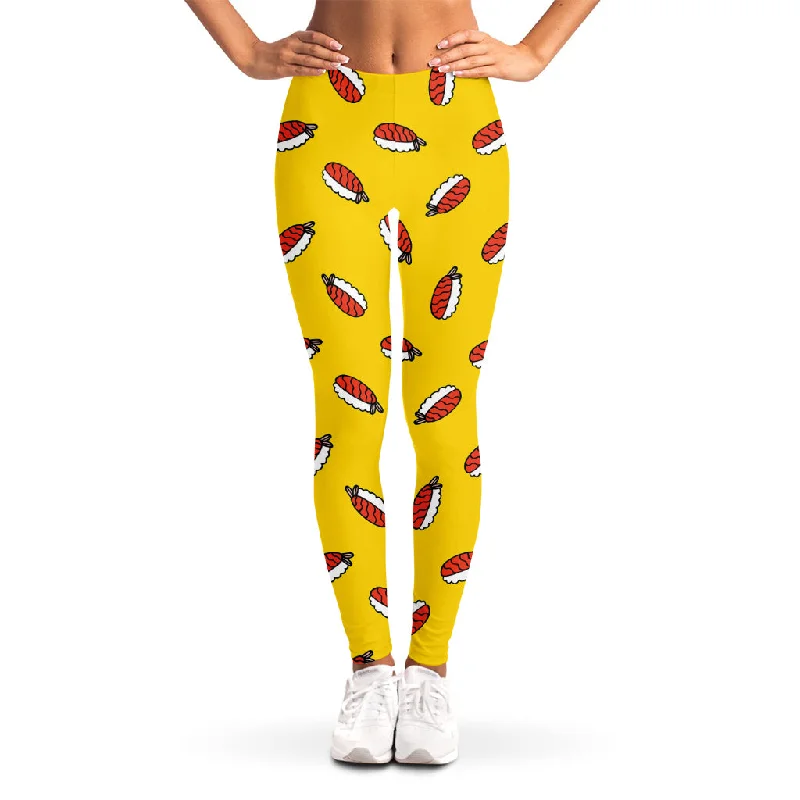 Hurry In Doodle Japanese Sushi Pattern Print Women's Leggings
