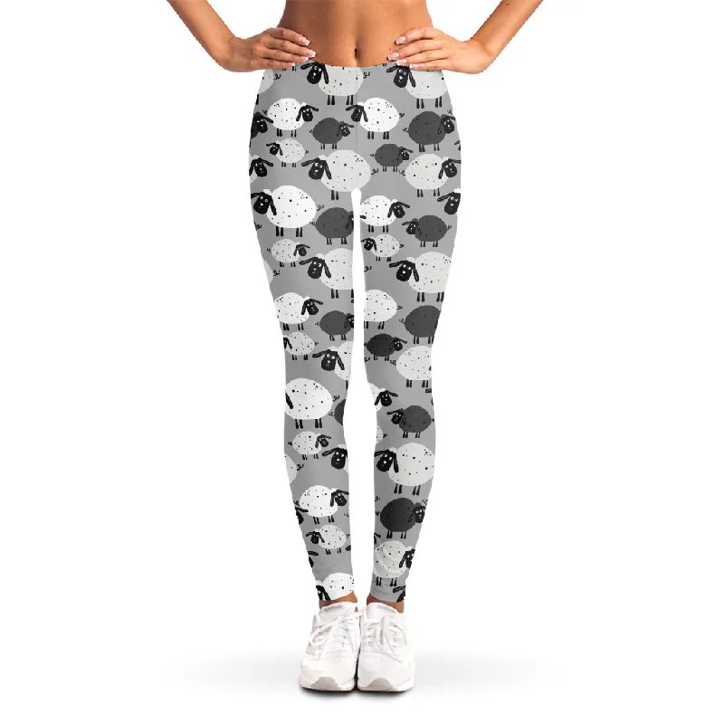 Extra Savings Doodle Sheep Pattern Print Women's Leggings