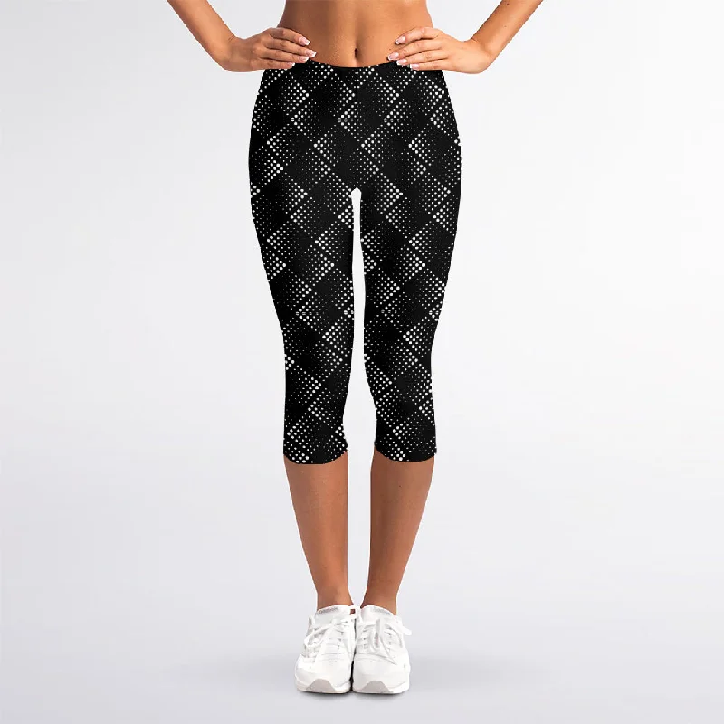 Overstock Dot Geometric Square Pattern Print Women's Capri Leggings