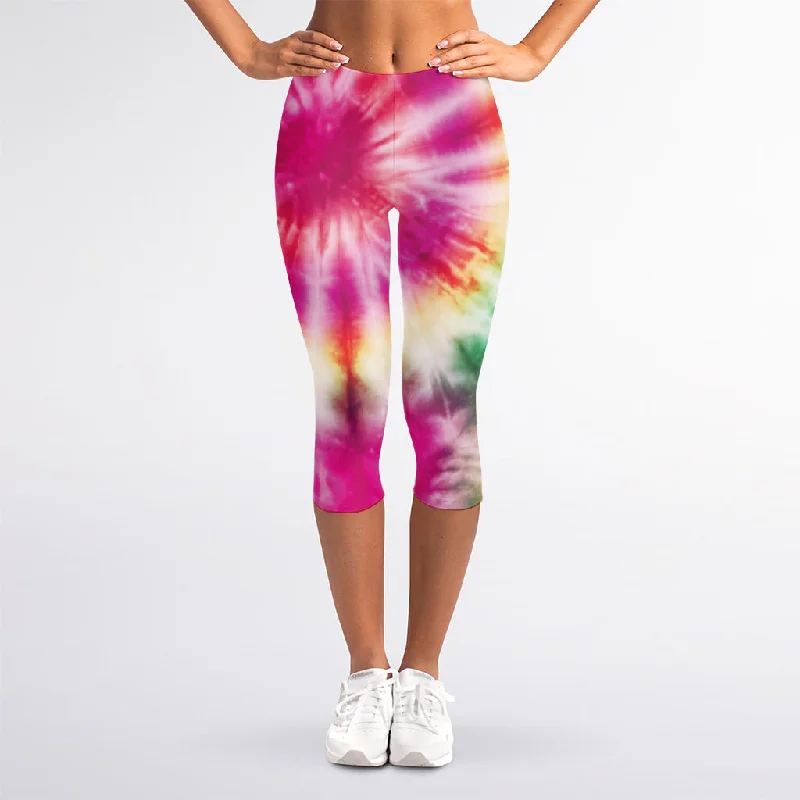 Shop and Save Double Tie Dye Print Women's Capri Leggings