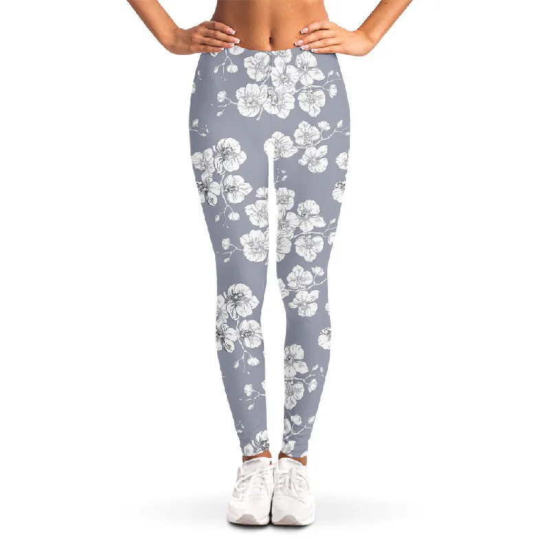 Buy More, Save More Drawing Orchid Pattern Print Women's Leggings