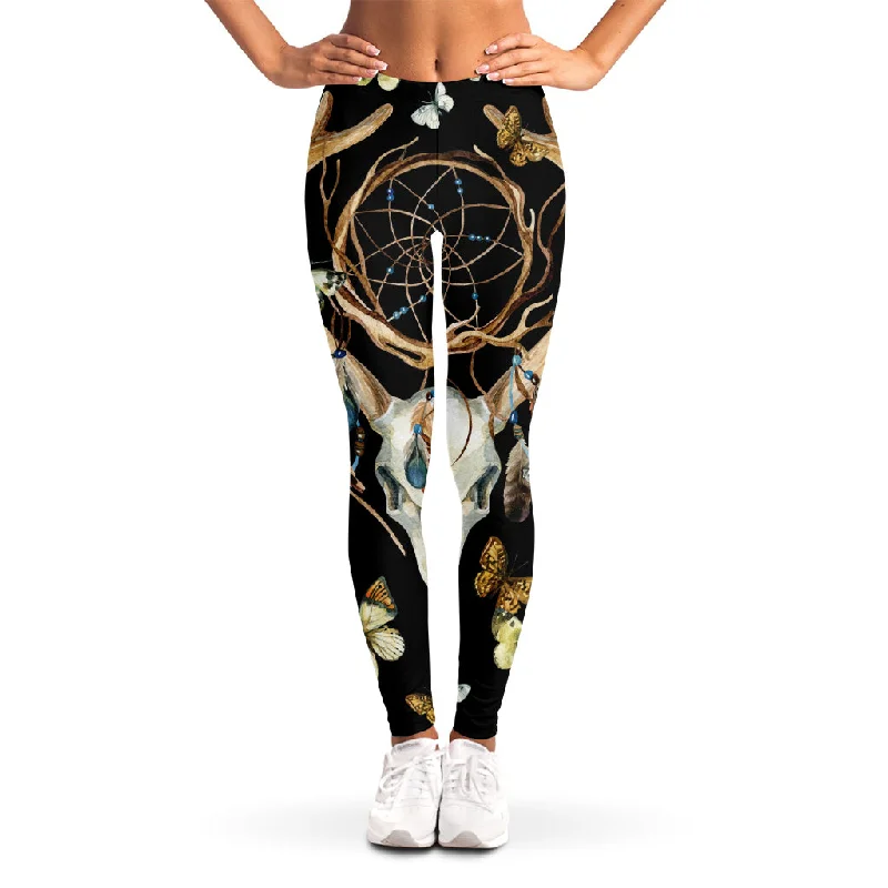 Best Deals Dreamcatcher Deer Skull Print Women's Leggings