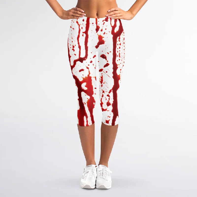 Bonus Savings Dripping Blood Print Women's Capri Leggings