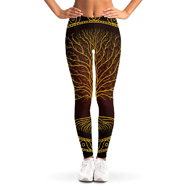Final Sale Druidic Yggdrasil Tree Print Women's Leggings