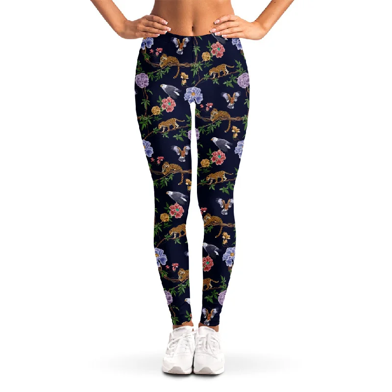Discount Mania Eagle And Jaguar Pattern Print Women's Leggings