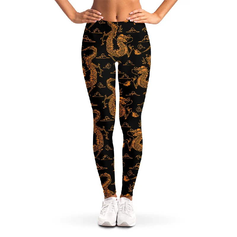 Today’s Deal Eastern Dragon Pattern Print Women's Leggings