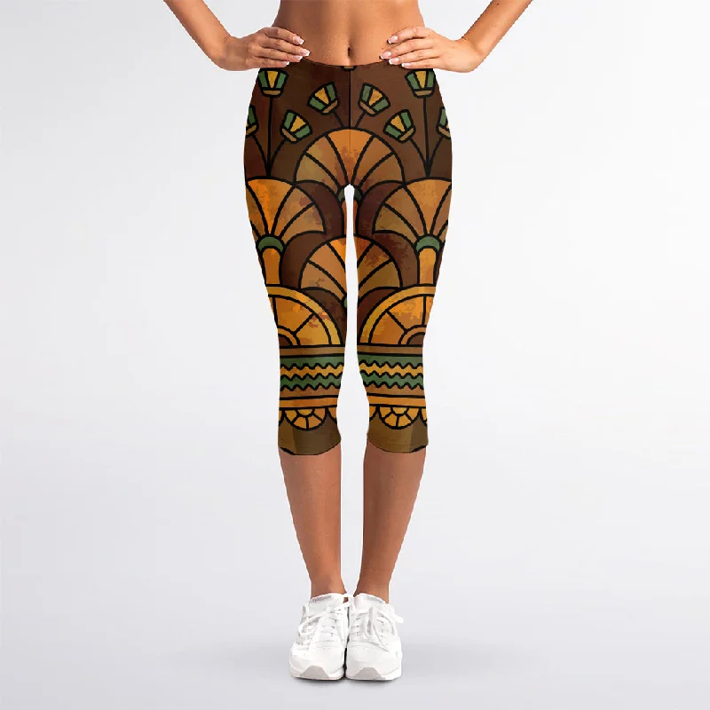 Inventory Reduction Egyptian Ethnic Pattern Print Women's Capri Leggings