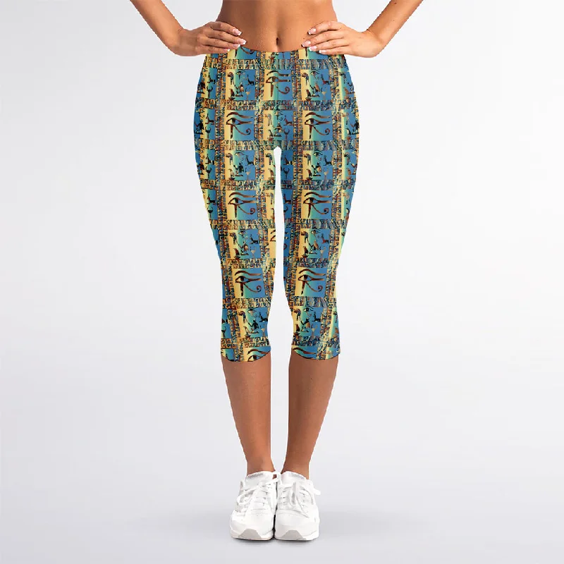 Deal Frenzy Egyptian Eye Of Horus Pattern Print Women's Capri Leggings